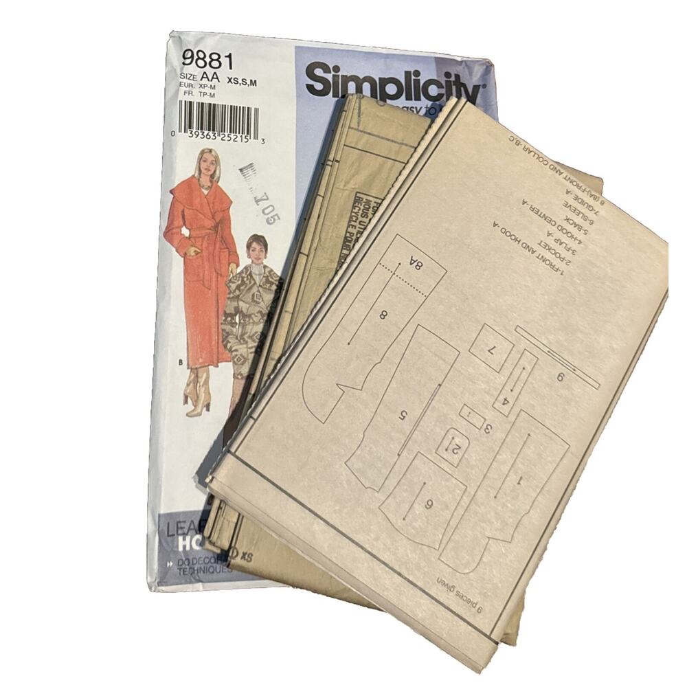 Simplicity‎ 9881 Pattern Wrap Coat in Two Lengths Sz 6-16 AA UNCUT NEW Sewing